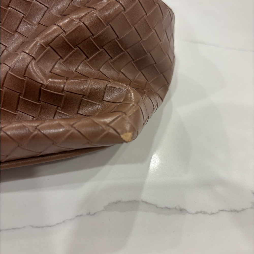Woven Leather Tote Bag in Brown - Picture 5 of 5